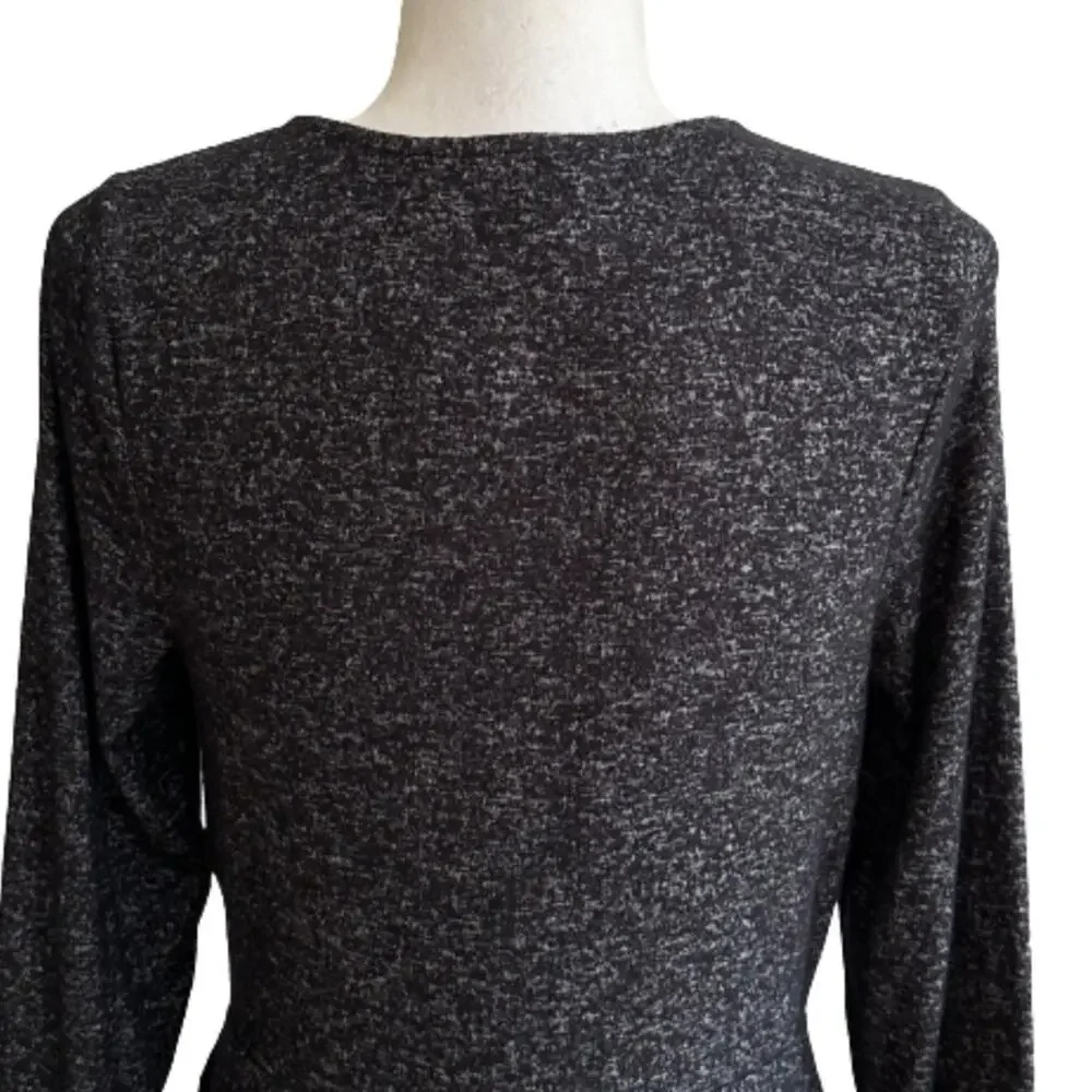 Express Dress Charcoal Gray Jersey Long Sleeve Surplice V- Neck Dress Medium NEW